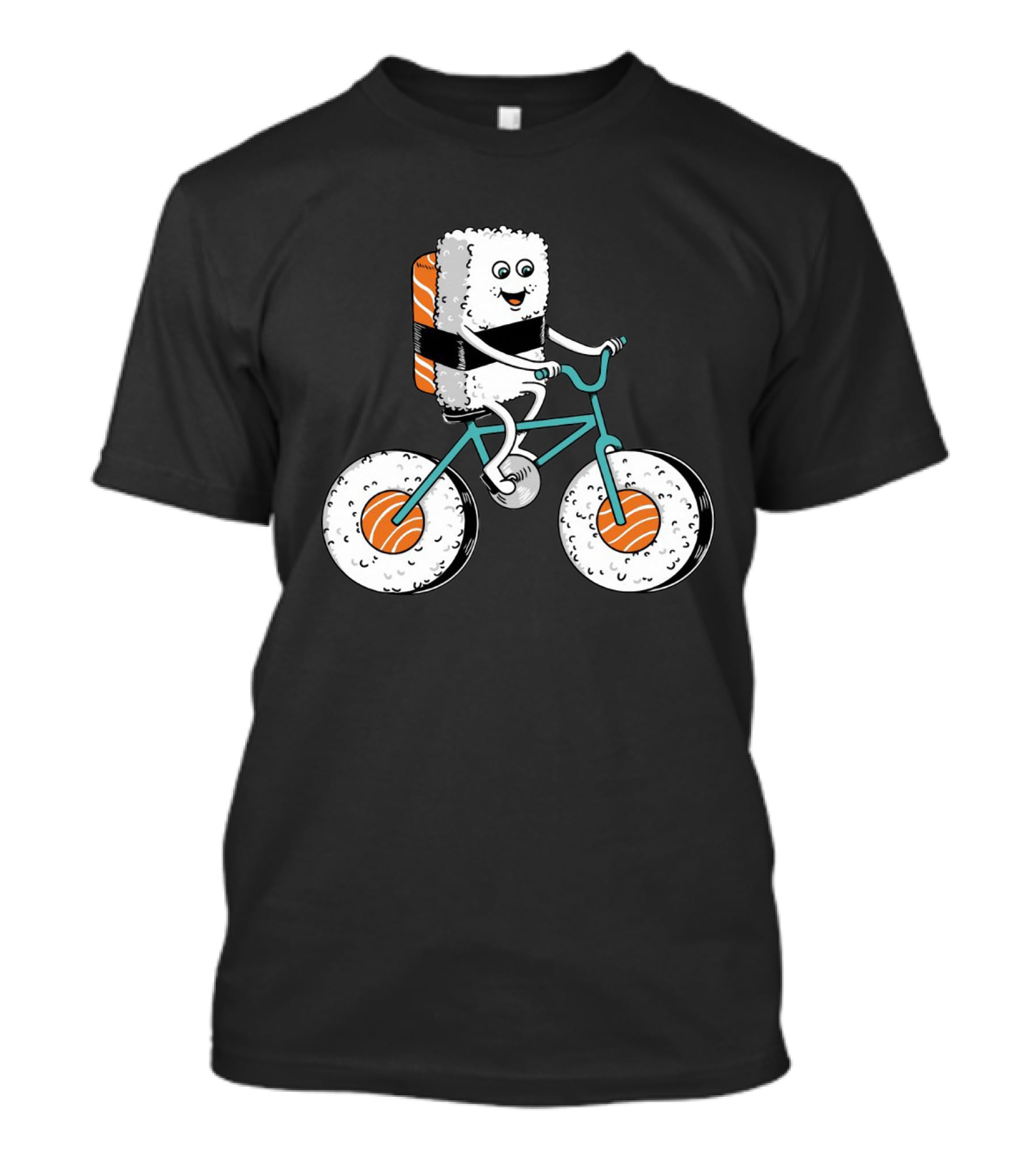Sushi Roll Riding Bicycle With Sushi Wheels T-Shirt