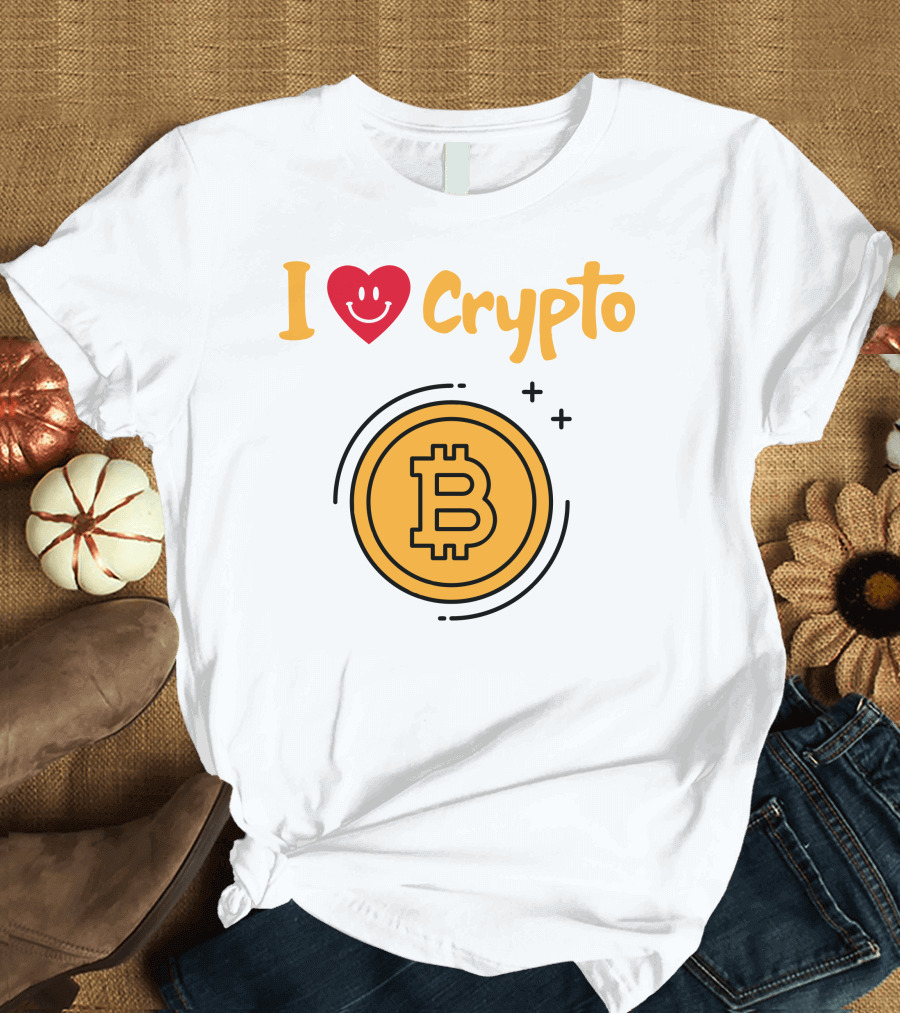 I Love Crypto Bitcoin Coin T-Shirt