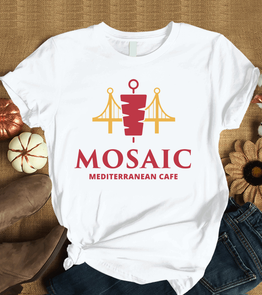 Mosaic Mediterranean Cafe Iconic Bridge and Skewer T-Shirt