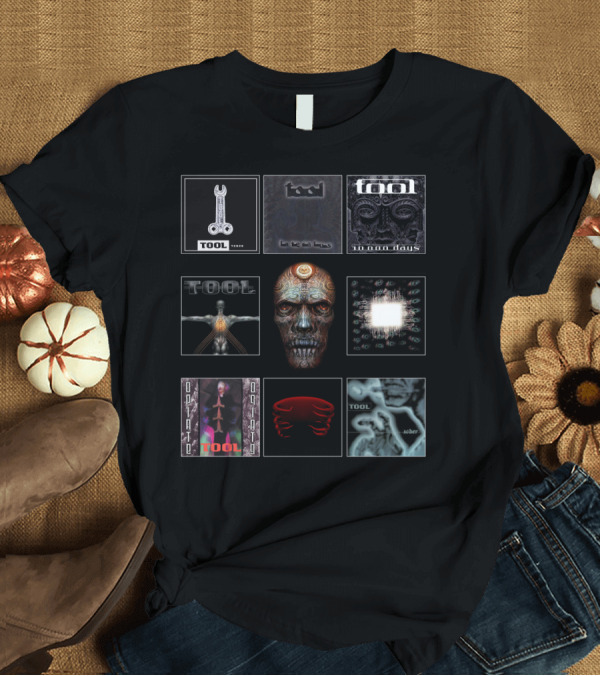 T-Shirt: TOOL Albums Undertow Lateralus 10,000 Days Enima Opiate Fear Inoculum Salival Sober Key Art Compilation T-Shirt TOOL Albums Undertow Lateralus 10,000 Days Enima Opiate Fear Inoculum Salival Sober Key Art Compilation T-Shirt