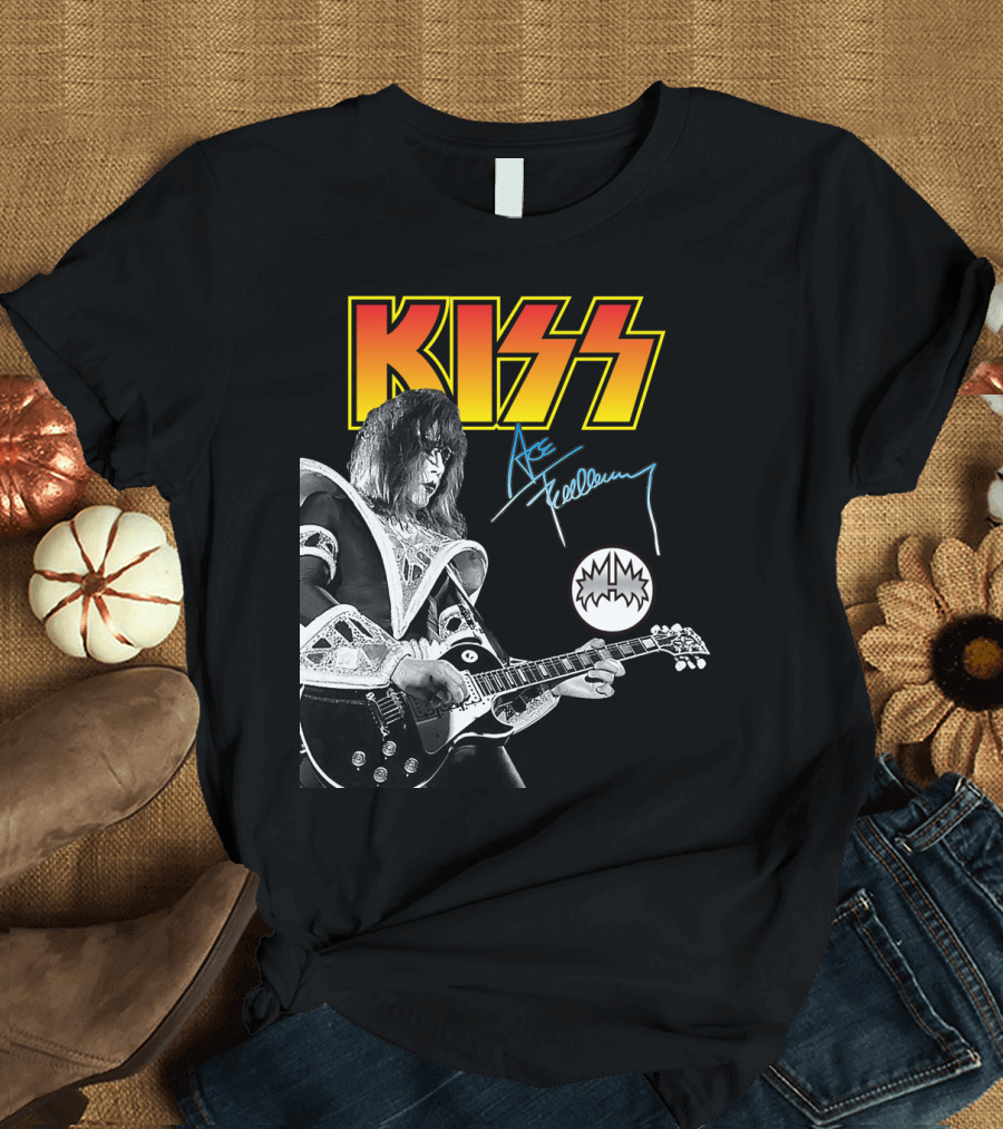 KISS Ace Frehley Signature Electric Guitar Iconic Rock Legend T-Shirt