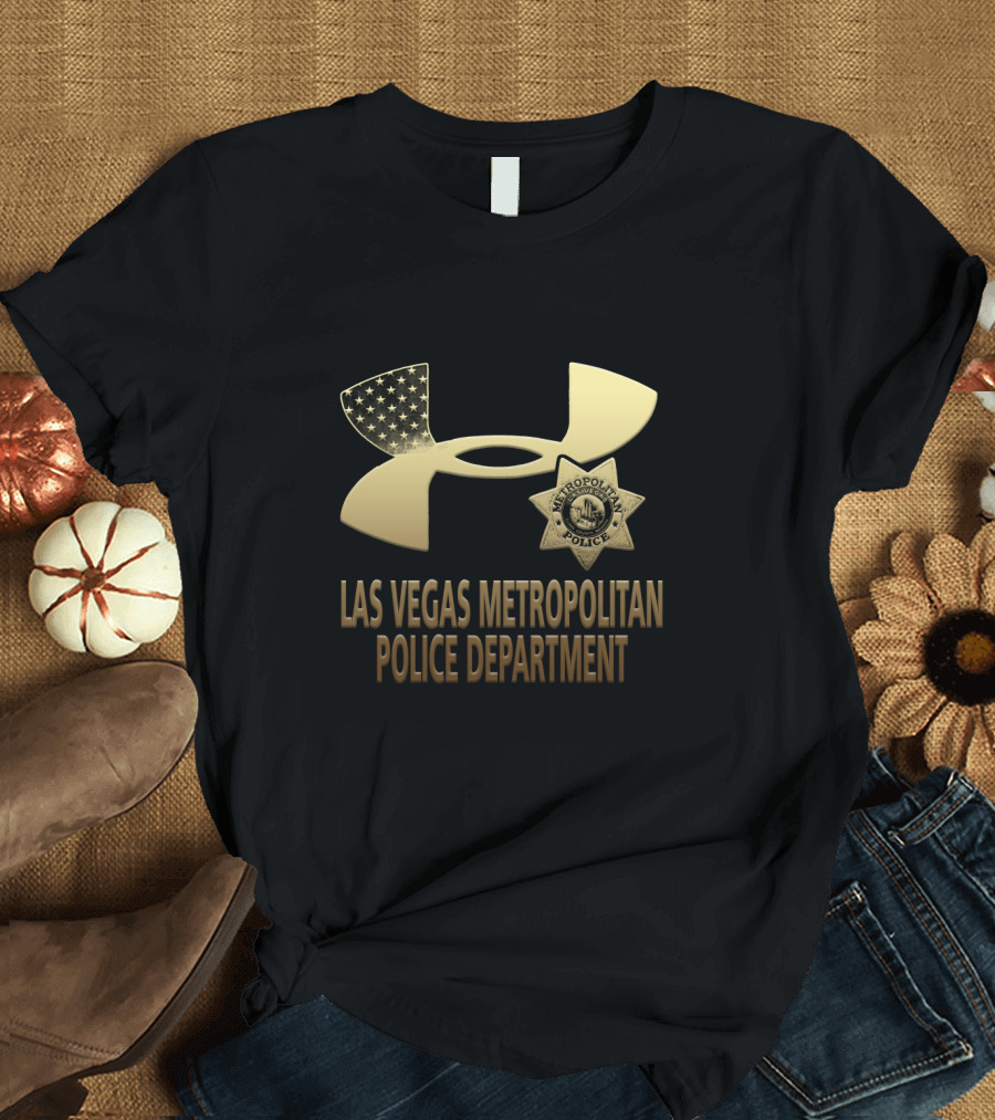 Las Vegas Metropolitan Police Department Under Armour Badge American Flag T-Shirt