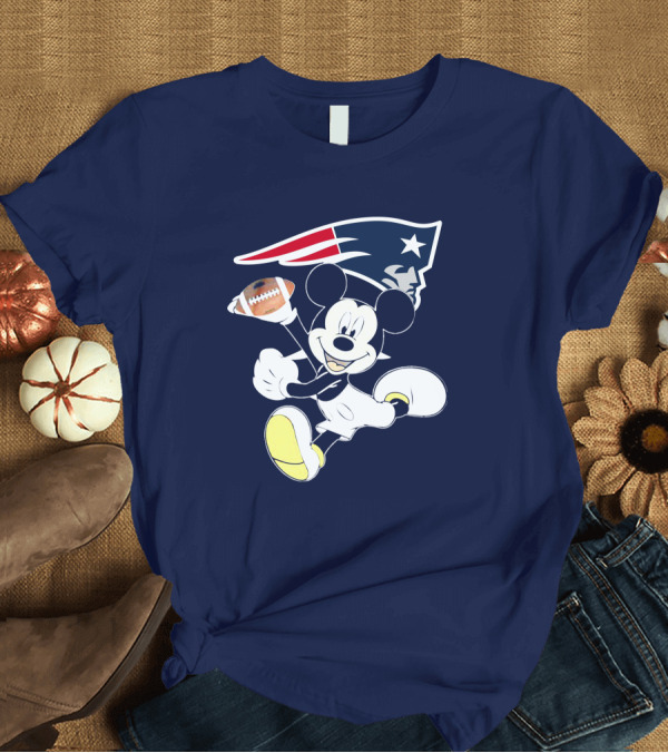 T-Shirt: Mickey Patriots Football Fan Crossover with Iconic New England T-Shirt Mickey Patriots Football Fan Crossover with Iconic New England T-Shirt