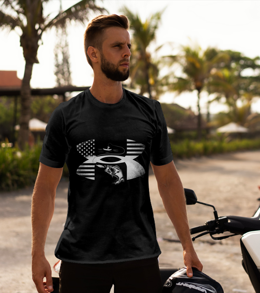 Bass Fishing American Flag Under Armour T-Shirt