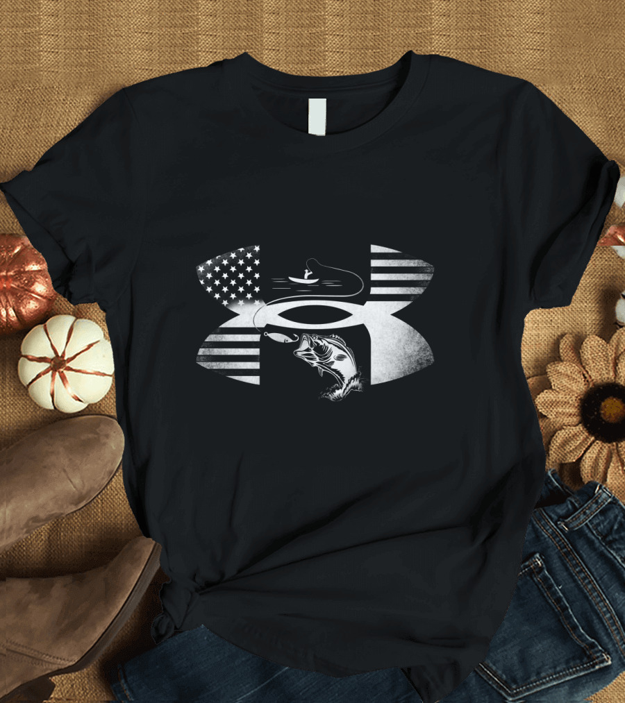 Bass Fishing American Flag Under Armour T-Shirt