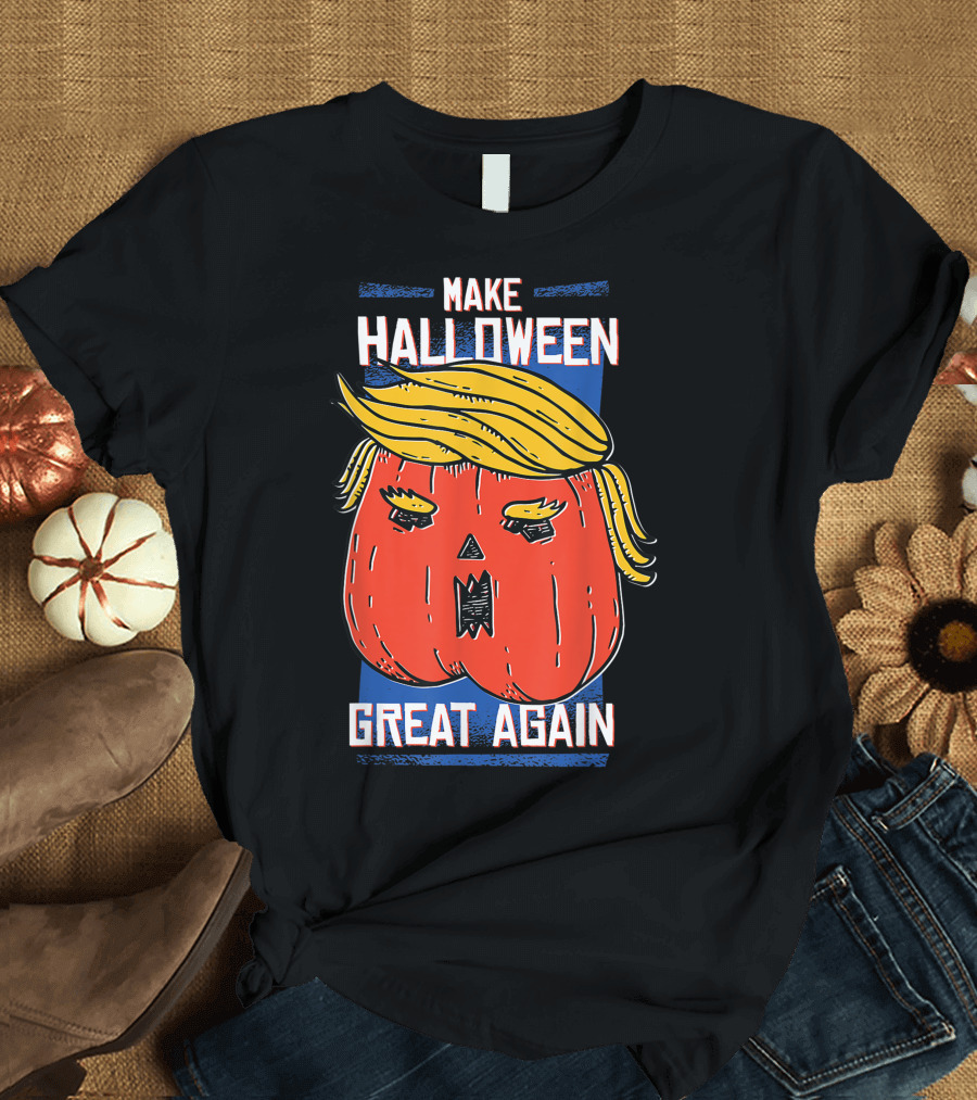 Make Halloween Great Again Trumpkin Funny Retro Donald Trump Pumpkin T-Shirt