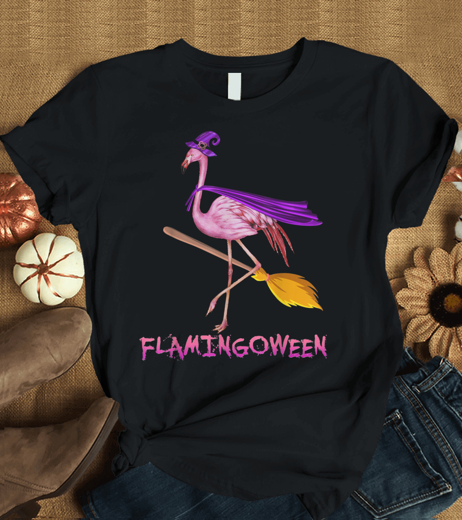 Flamingoween Funny Flamingo Witch Halloween Costume Best T-Shirt