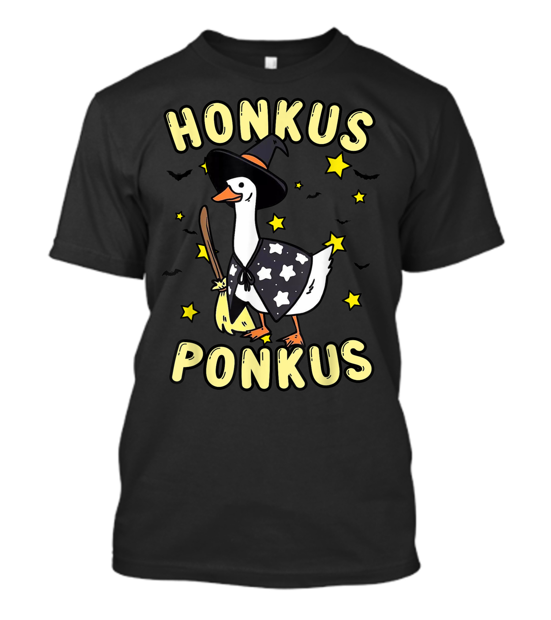 Honkus Ponkus Witch Duck With Stars And Bats T-Shirt