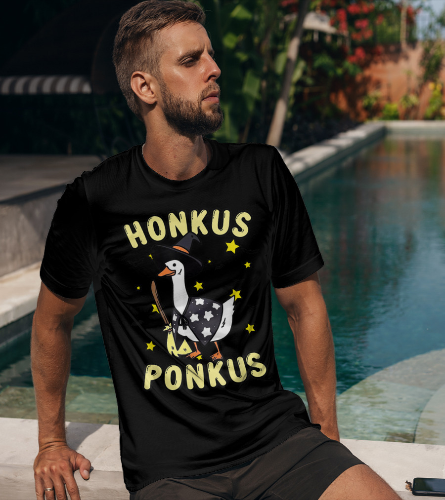 Honkus Ponkus Witch Duck With Stars And Bats T-Shirt