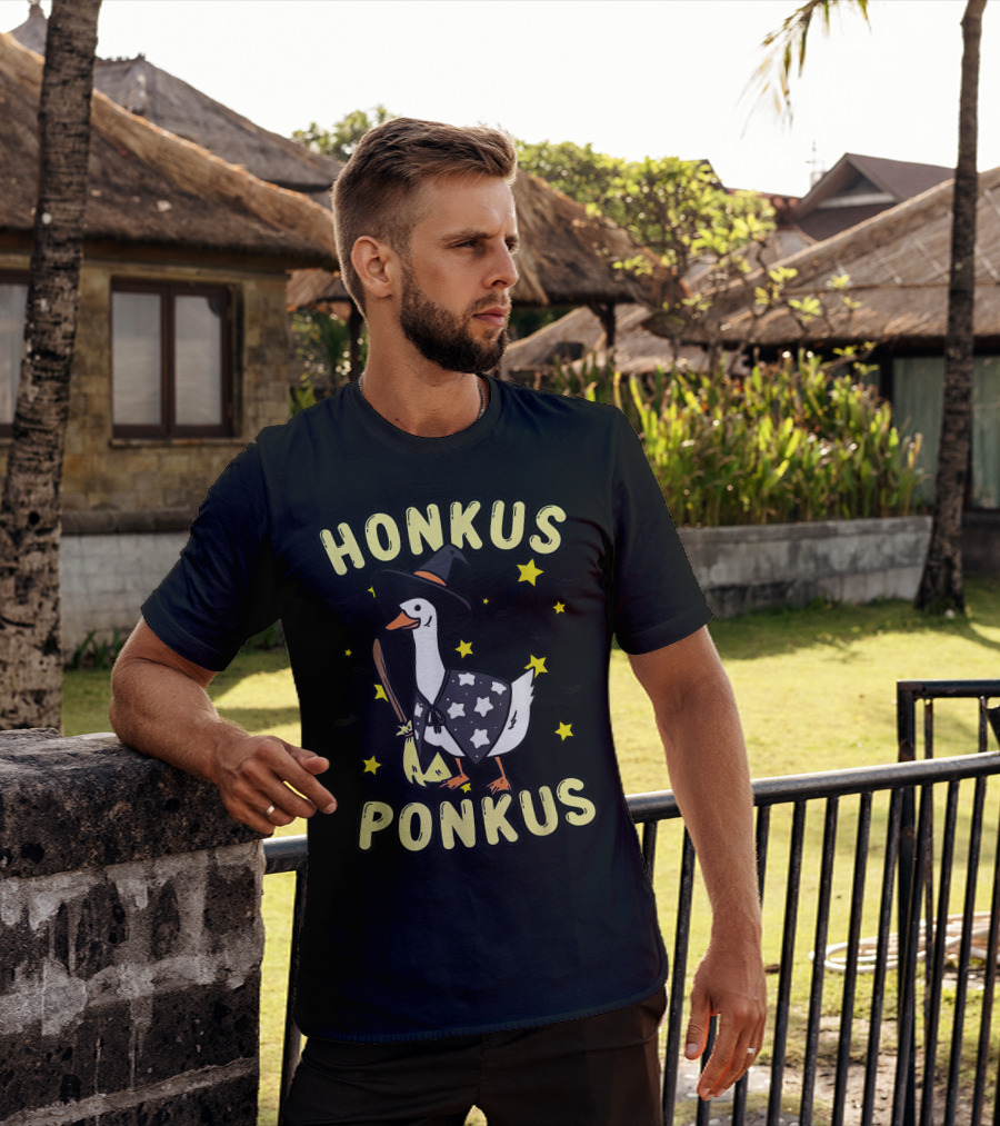 Honkus Ponkus Witch Duck With Stars And Bats T-Shirt