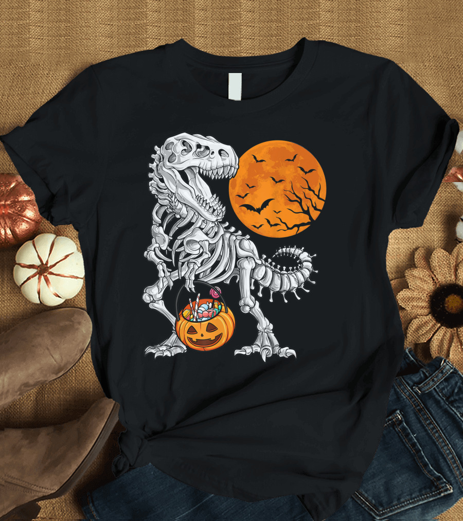 Dinosaur Skeleton Rex Scary Halloween T-Shirt