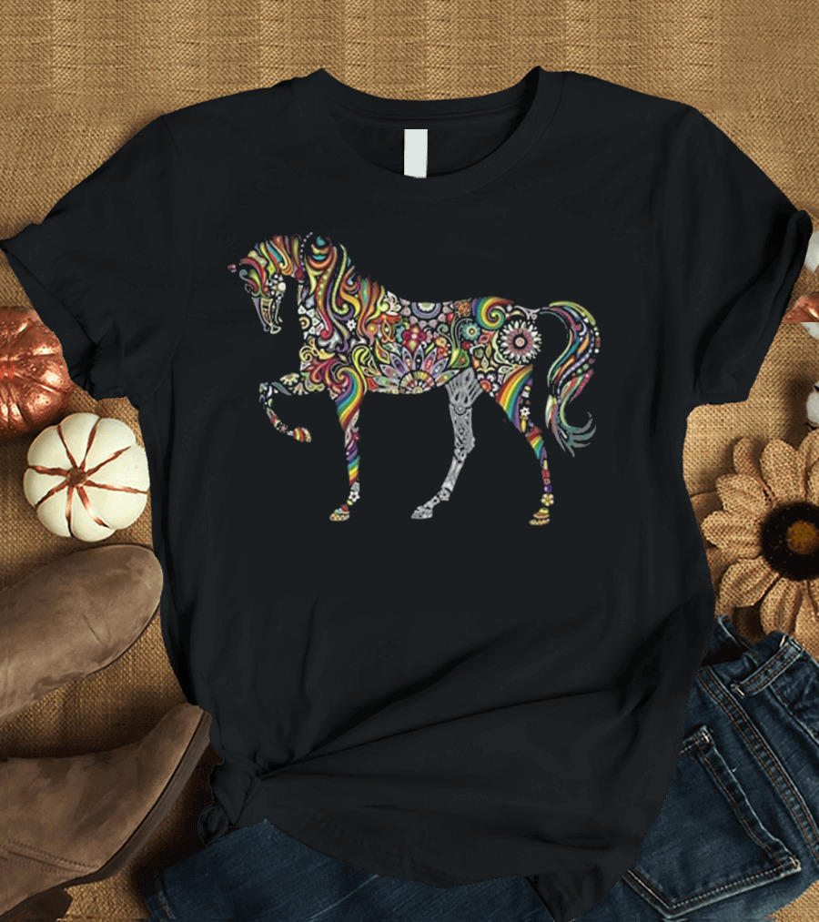 Psychedelic Colorful Horse Totem Tattoo T-Shirt