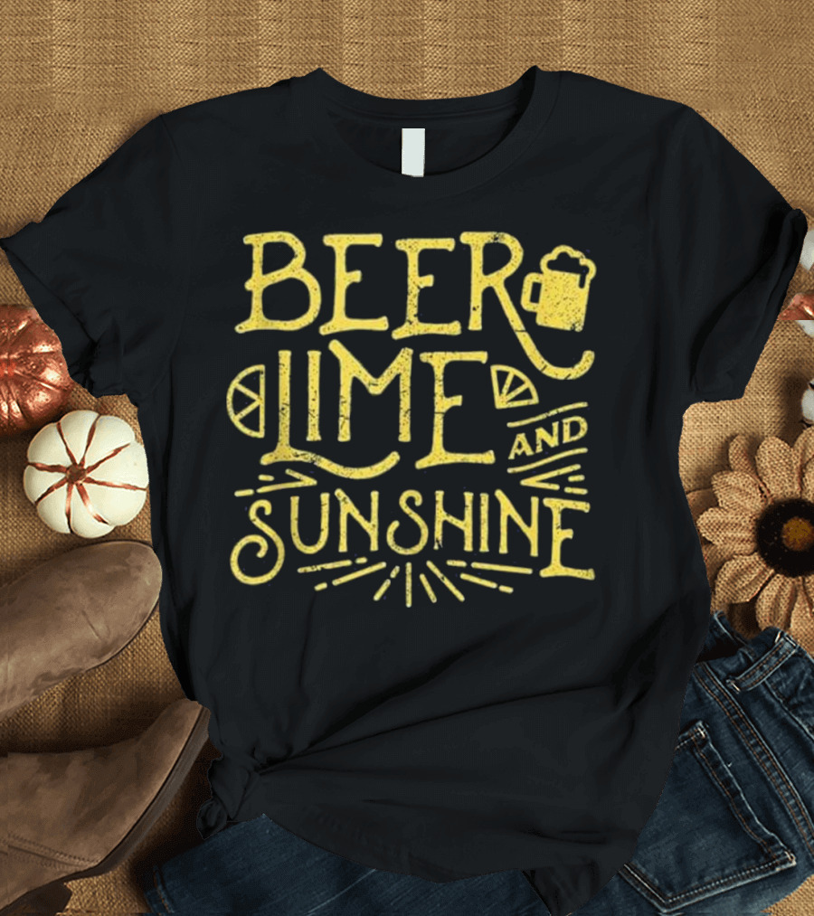 Beer Lime and Sunshine Funny Mexican Cinco Concept T-Shirt