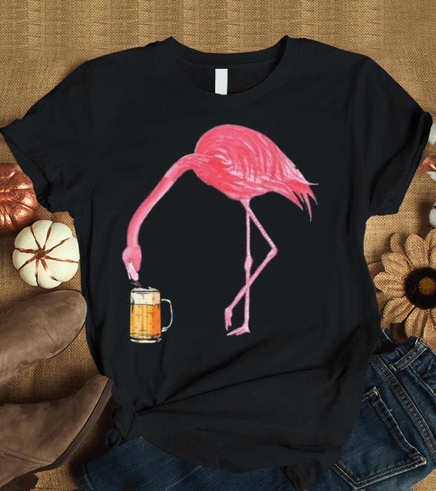 Flamingo Sipping Beer Lovers Mug T-Shirt