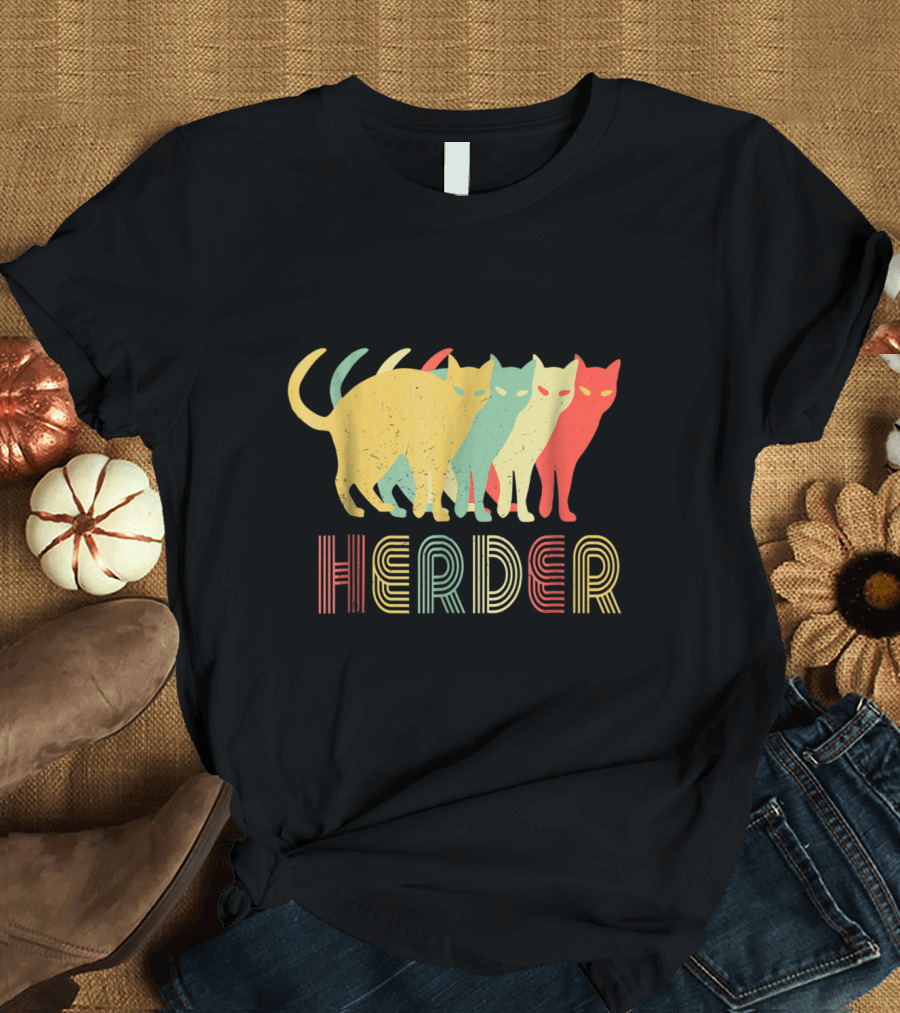 Cat Herder Vintage Distressed Multi-Colored Cats T-Shirt