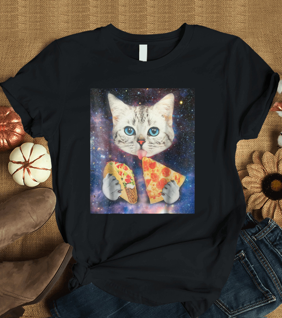 Cat Love Taco Pizza Space Adventure T-Shirt