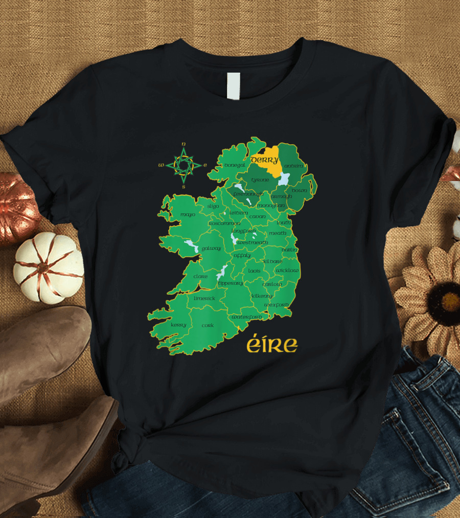 Derry Map Eire Northern Ireland Irish Ulster T-Shirt