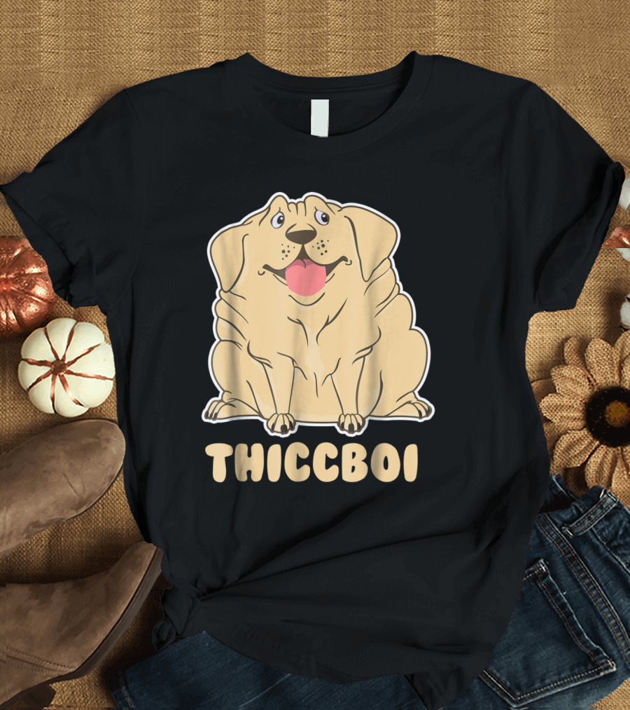 Thicc Boi Labrador Funny Dog Cartoon Hilarious T-Shirt