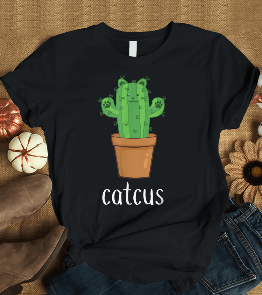 Catcus Funny Cat Pun Cute Cactus Kitty in Pot T-Shirt