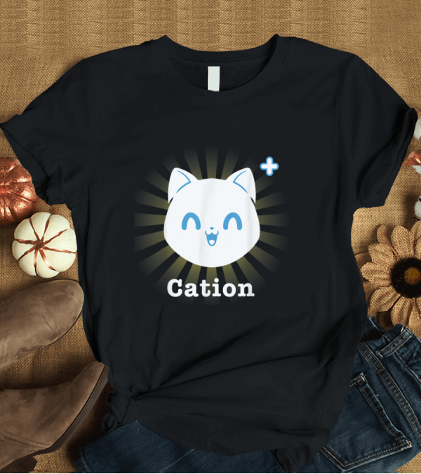 T-Shirt: Cation Funny Science Cat Chemistry with Positive T-Shirt Cation Funny Science Cat Chemistry with Positive T-Shirt