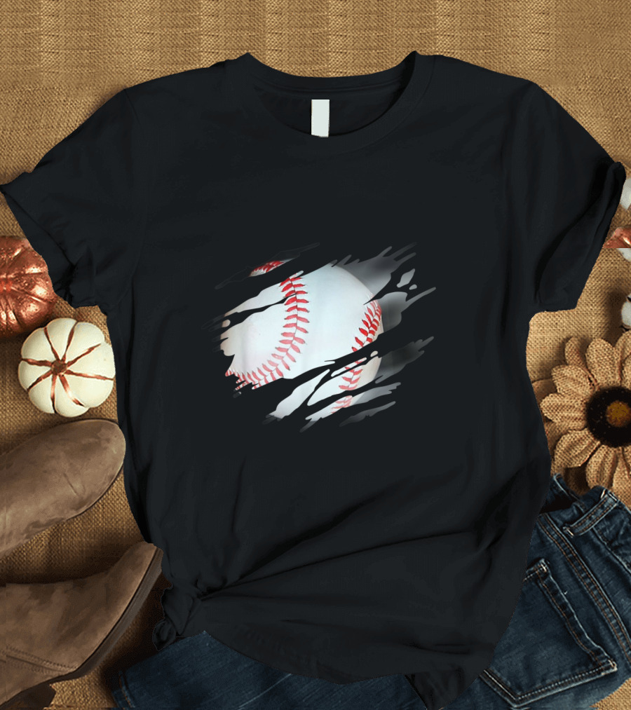 Baseball Player Softball Fan Minor Rip Style Baseball Stitching T-Shirt