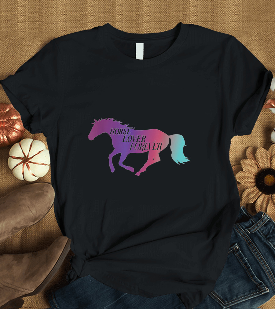 Horse Lover Forever Equestrian Girl Gradient Horse T-Shirt