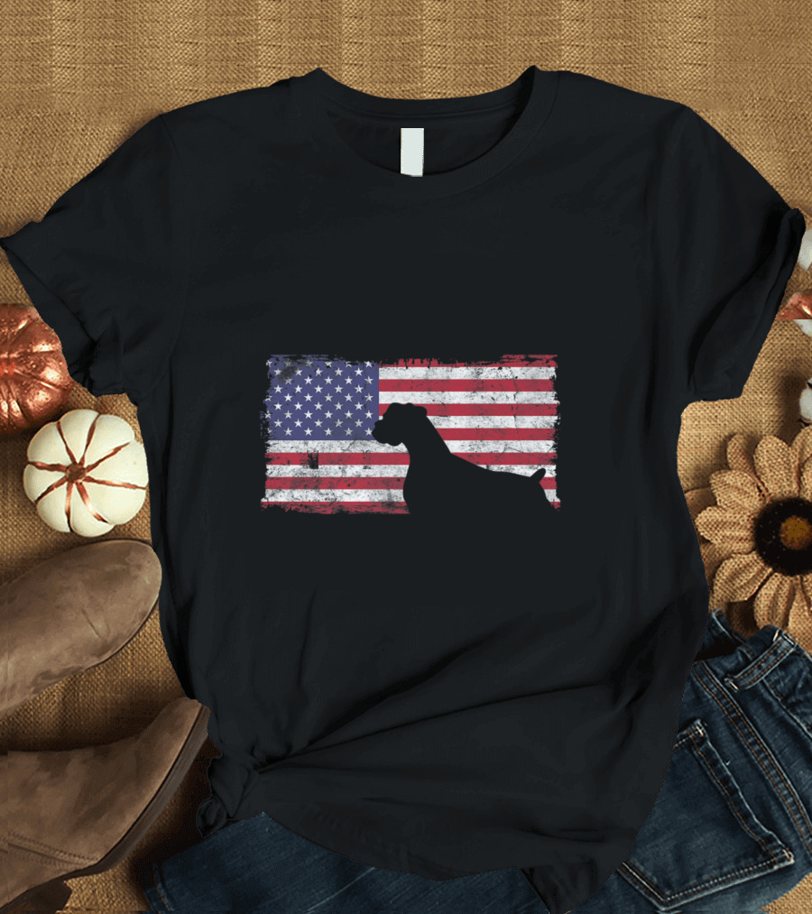 4th of July American Flag with Boxer Dog T-Shirt