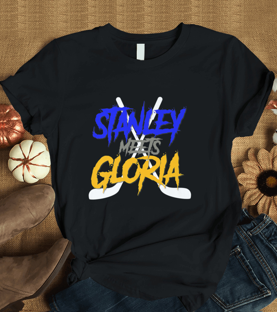 Stanley Meets Gloria Blues Victory Celebration Hockey T-Shirt