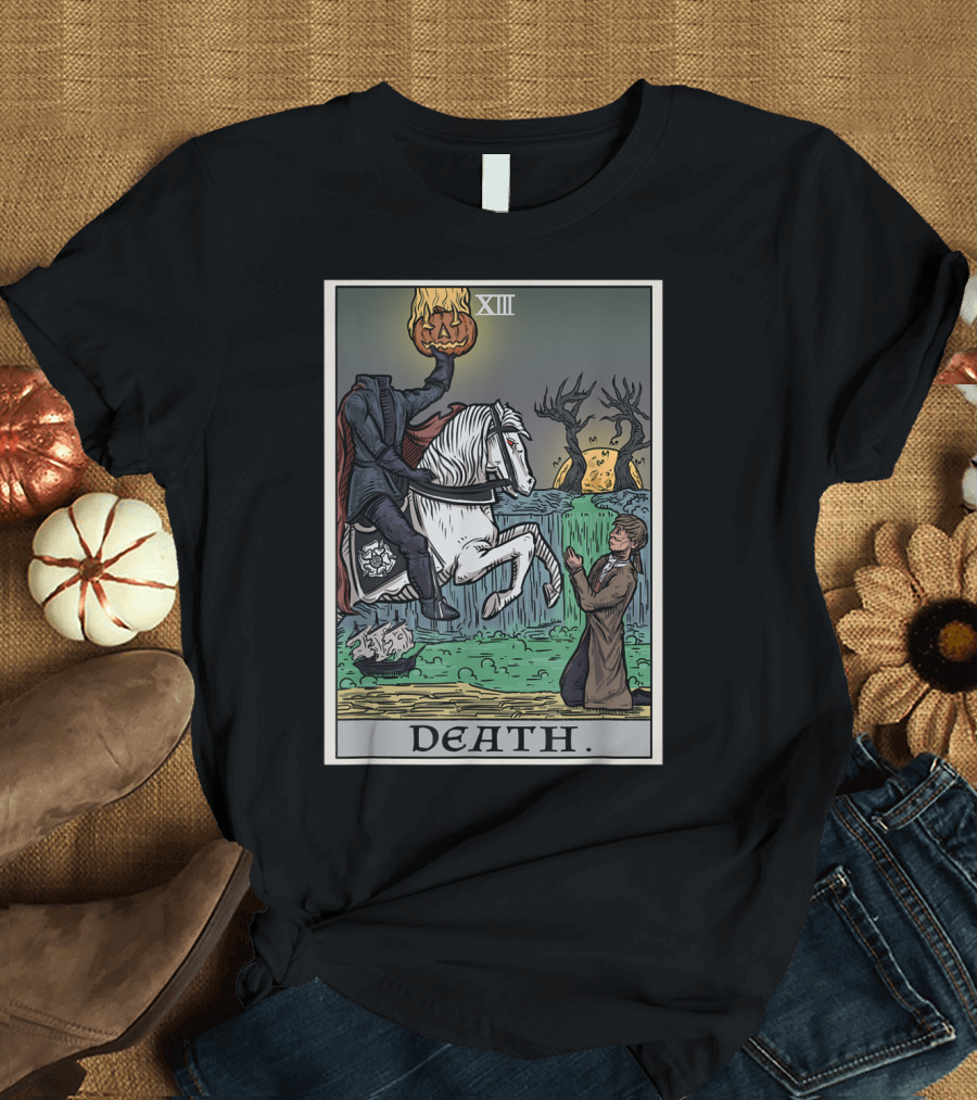 Death Tarot Card XIII Headless Horseman Halloween Pagan T-Shirt