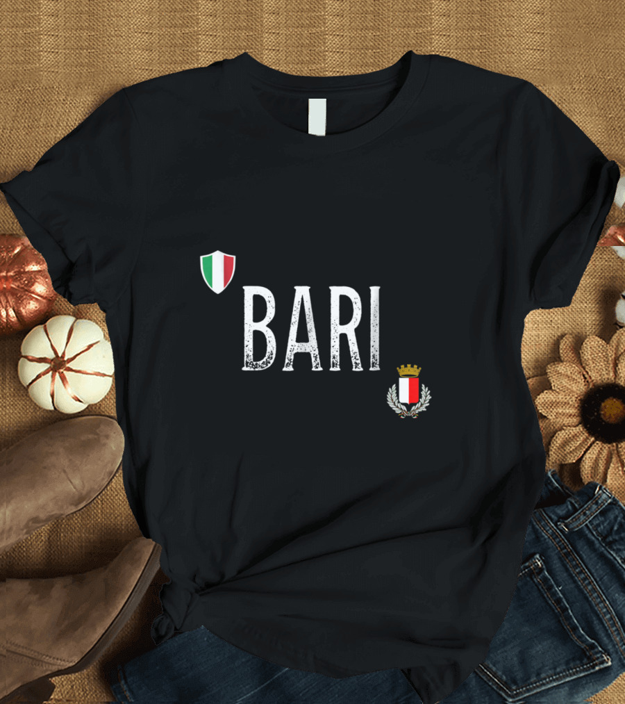 Bari Italy Shield Emblem with Italian Flag and Crowned Coat of Arms T-Shirt