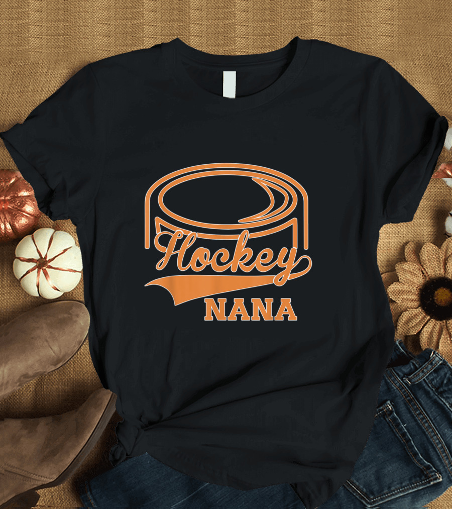 Hockey Nana Orange Puck T-Shirt