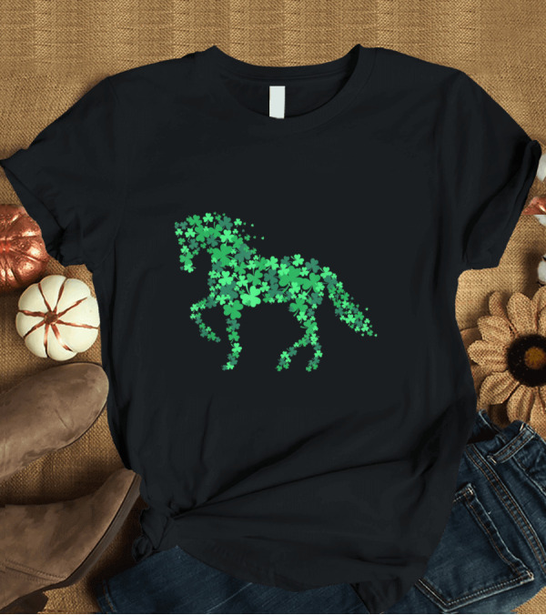 T-Shirt: Shamrock Horse Equestrian Riding Green Clover T-Shirt Shamrock Horse Equestrian Riding Green Clover T-Shirt