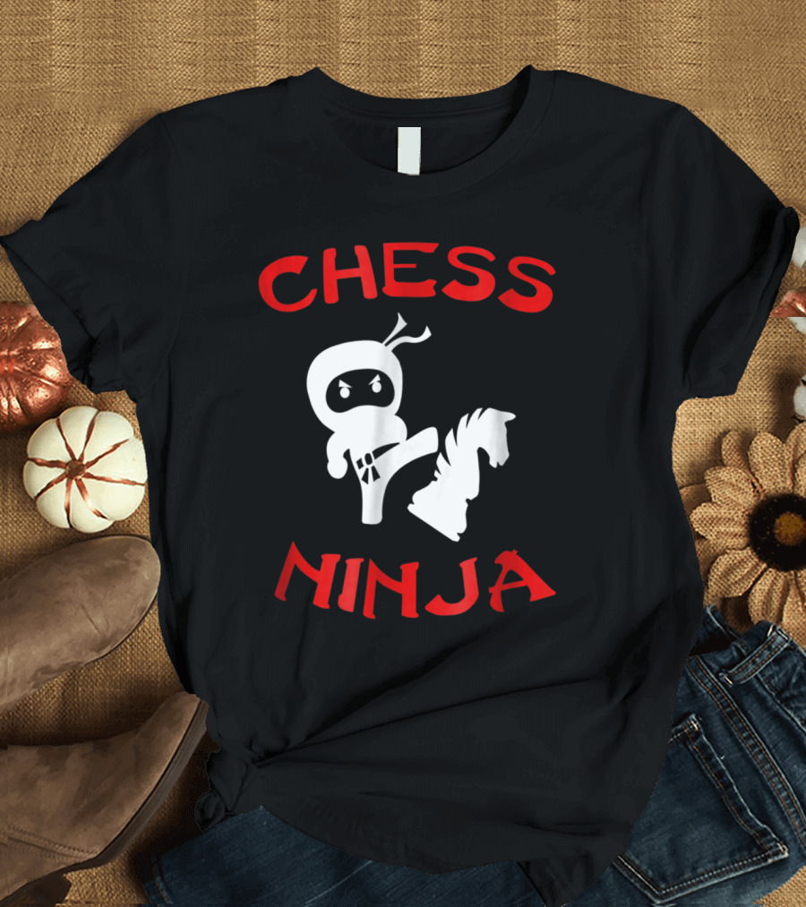 Chess Ninja with Knight Piece for Funny Nerdy Chess Lover T-Shirt