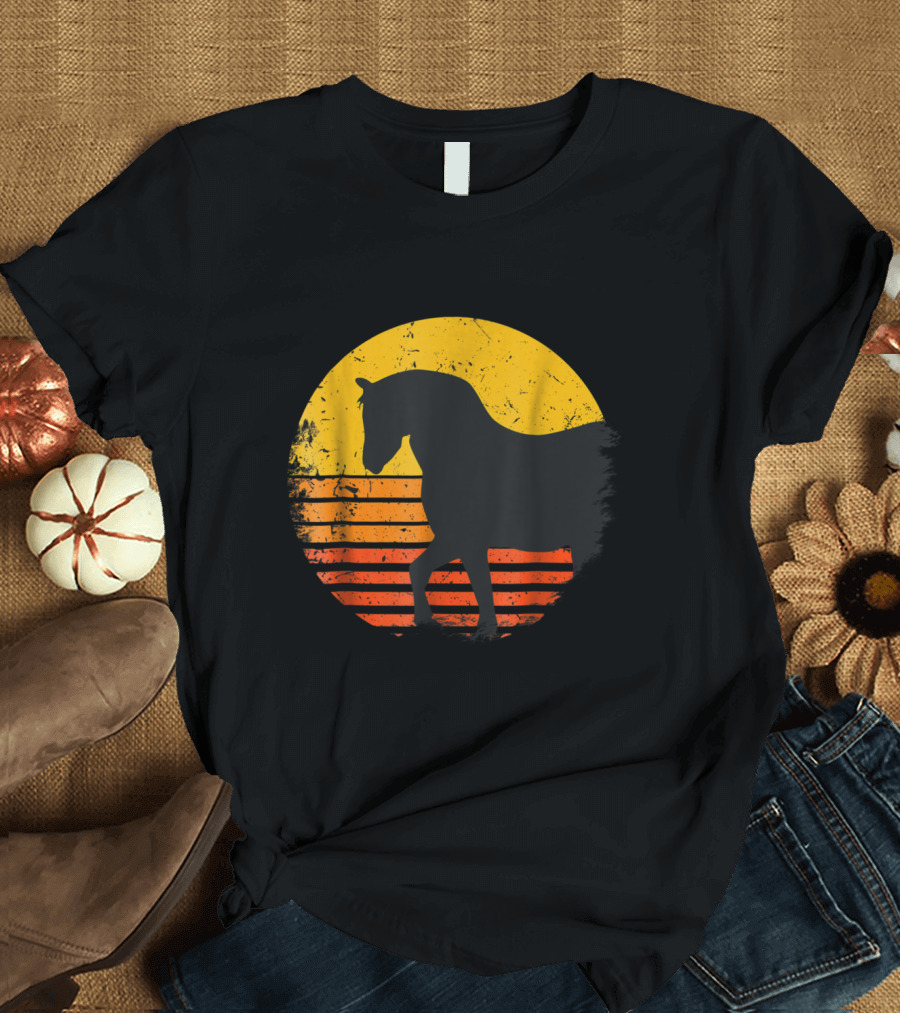 Vintage Horse Silhouette Retro Sunset Horses Lover T-Shirt