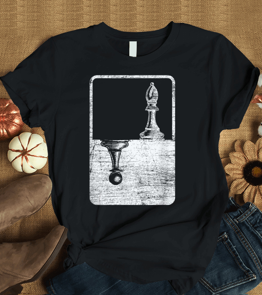 Chess Shadow Bishop Black White Vintage T-Shirt