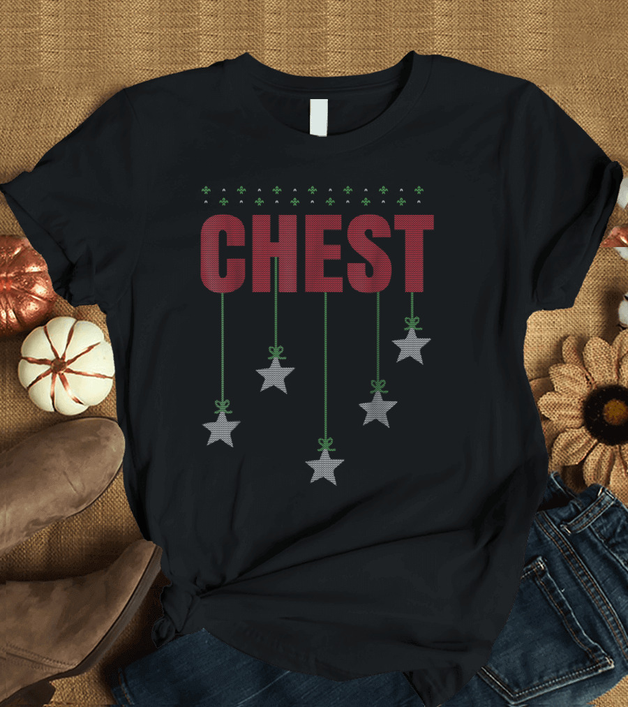Chest Holiday Stars Hanging Festive T-Shirt