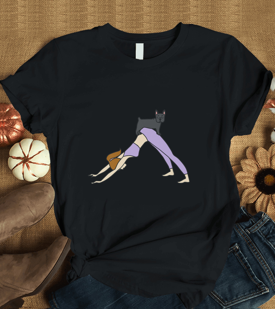 French Bulldog on Yoga Mom Pose Funny T-Shirt
