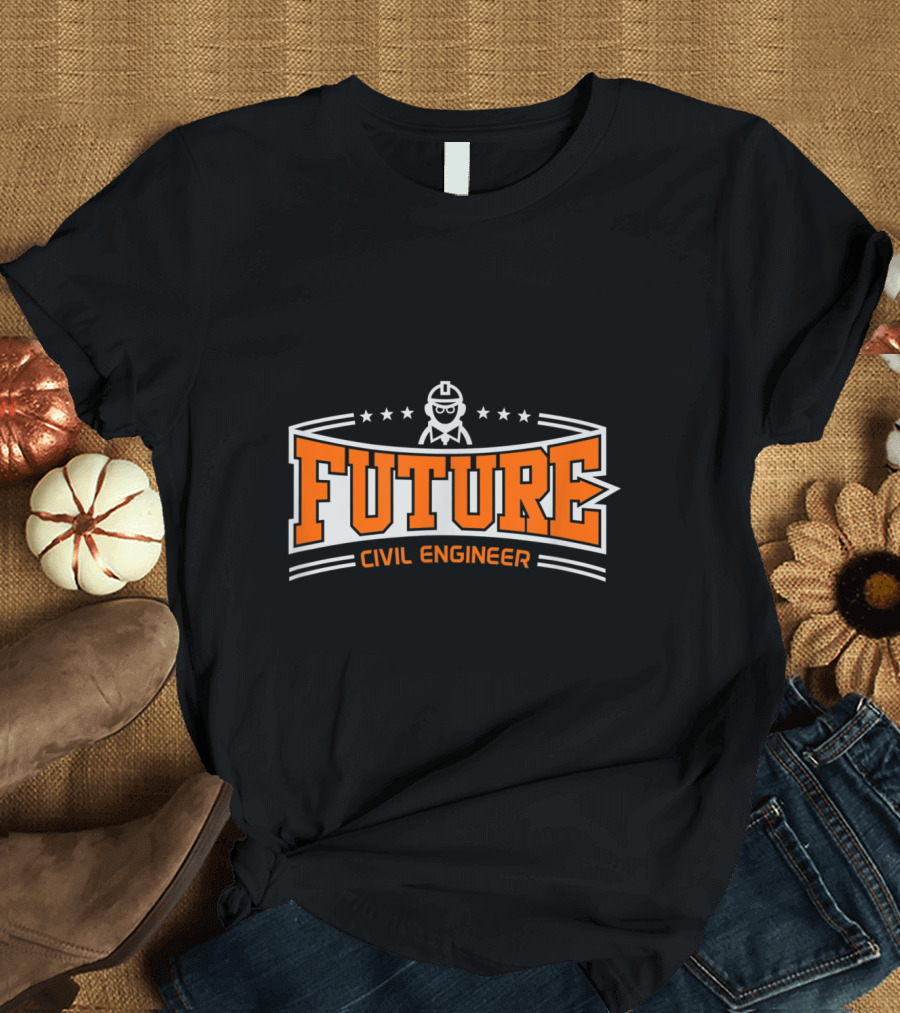 Future Civil Engineer Bold Text with Iconic Hard Hat T-Shirt