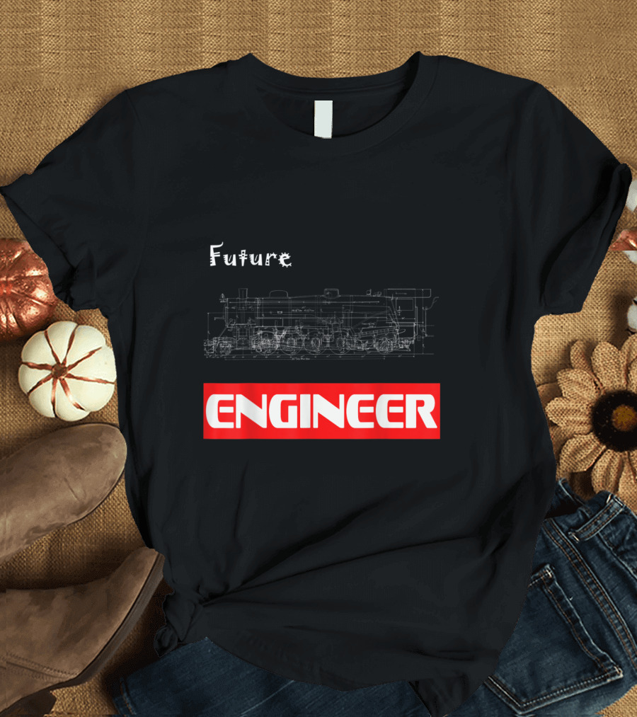 Future Engineer Train Blueprint Locomotive T-Shirt