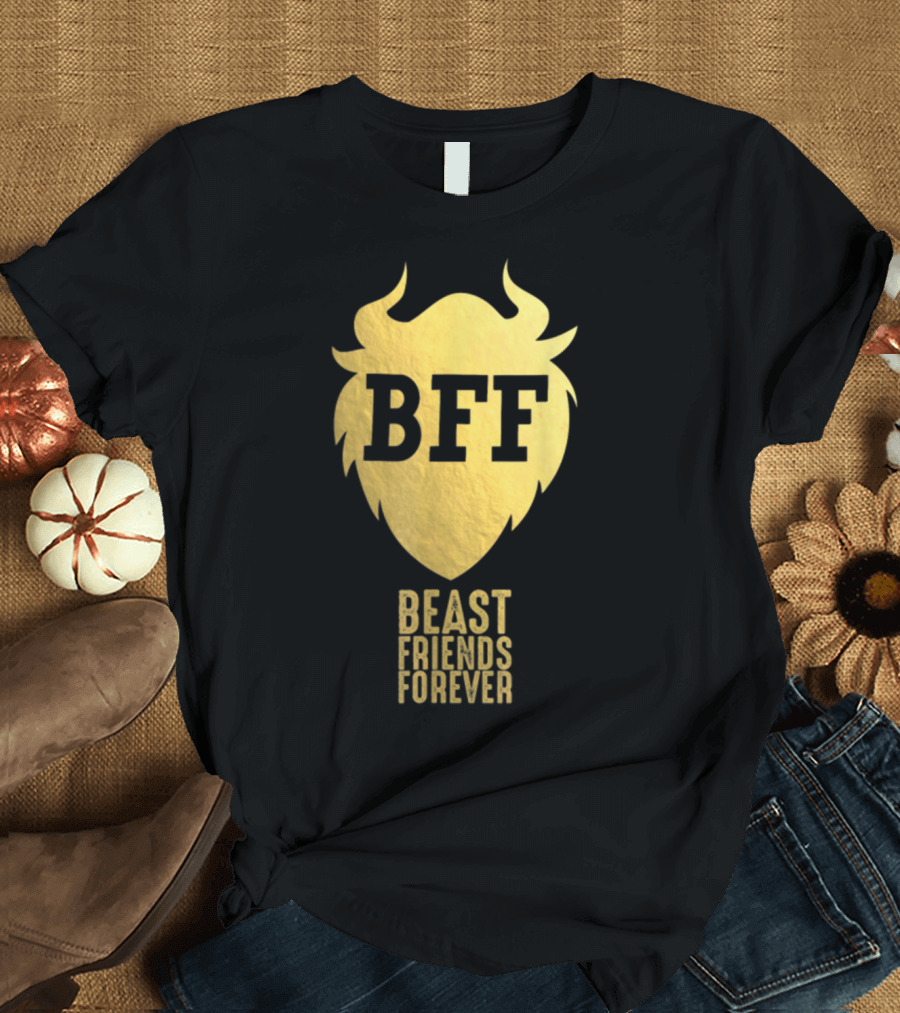 BFF Beast Friends Forever Gold Foil Horned Shield T-Shirt