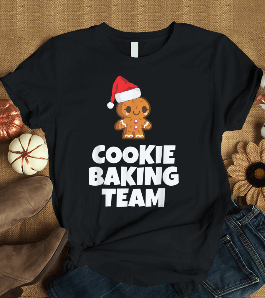 Cookie Baking Team Gingerbread and Santa Hat Holiday Charm T-Shirt