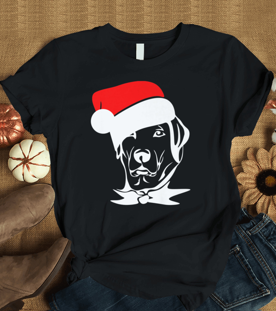 Christmas Grumpy Dog with Santa Hat T-Shirt
