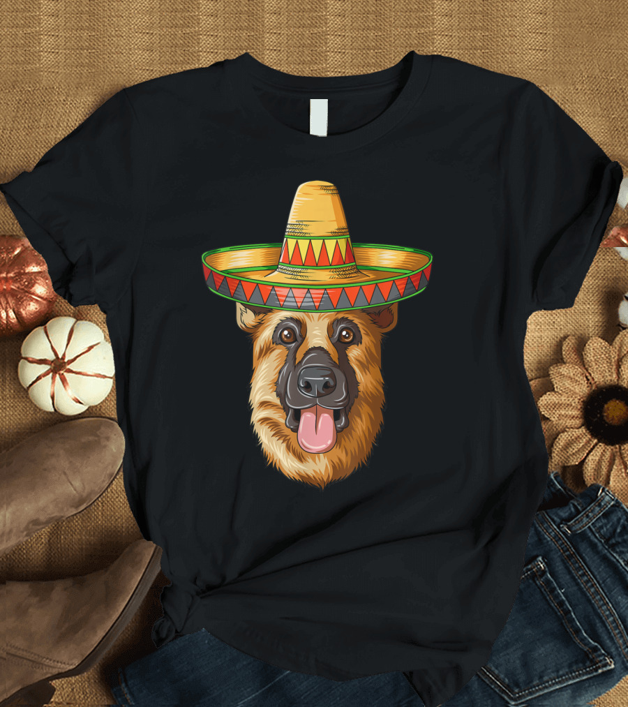 German Shepherd with Sombrero for Cinco De Mayo T-Shirt