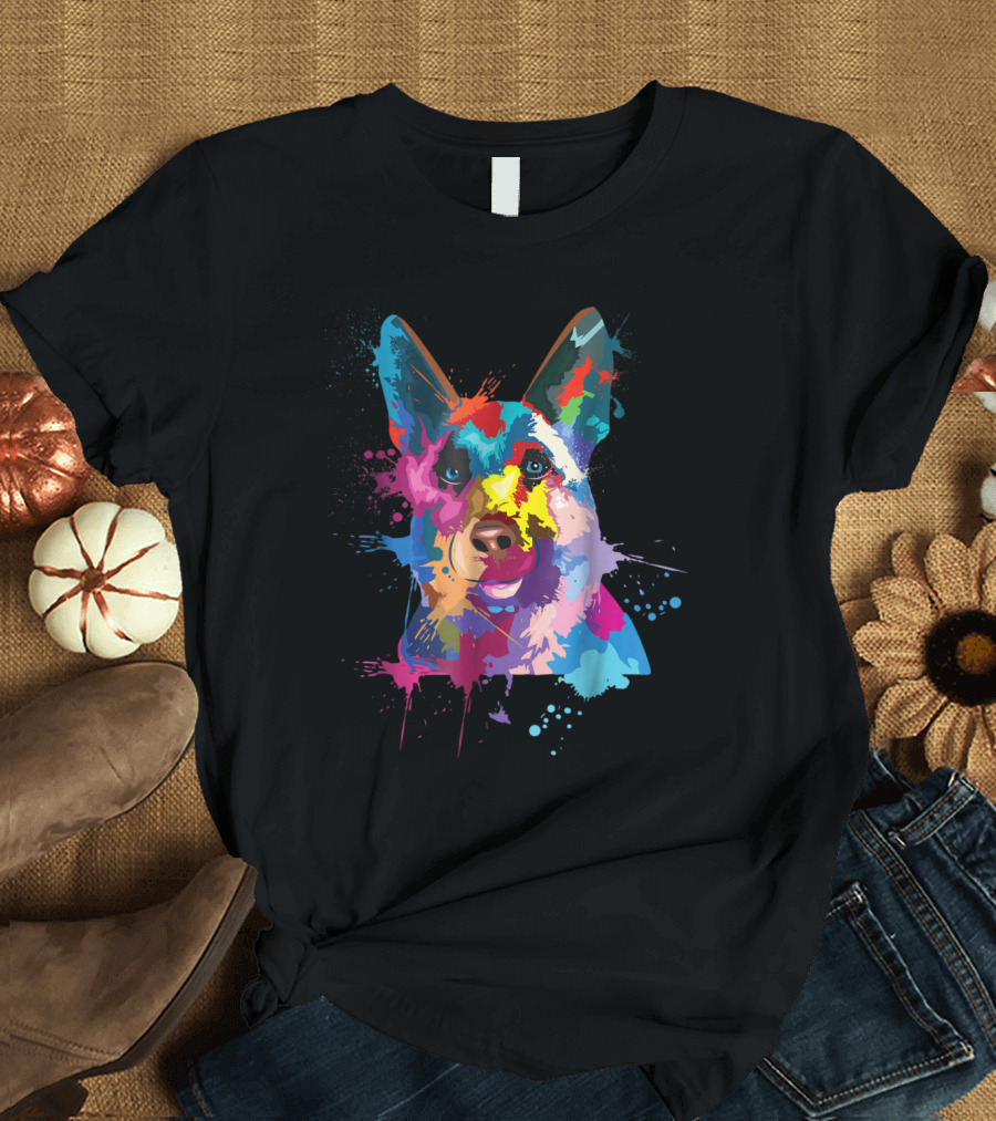 German Shepherd Dog Colorful Splash T-Shirt