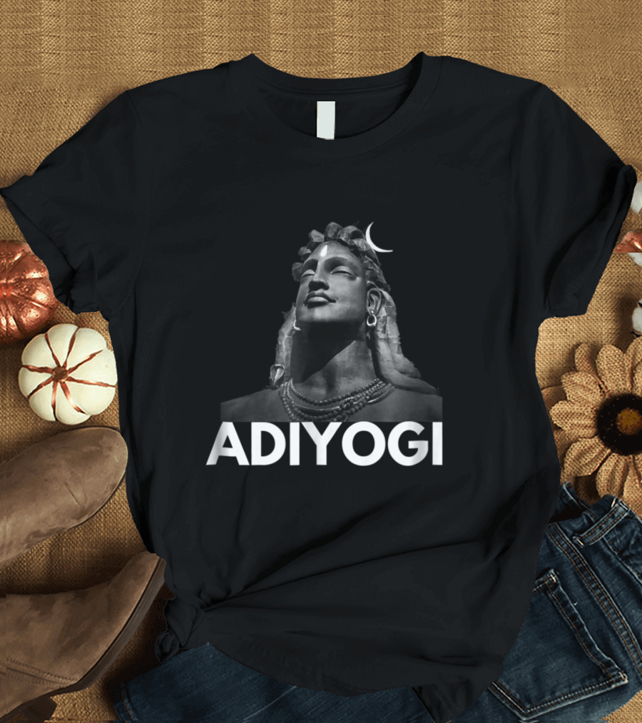 Adiyogi the Source of Yoga with Sacred Crescent Icon Symbolism T-Shirt