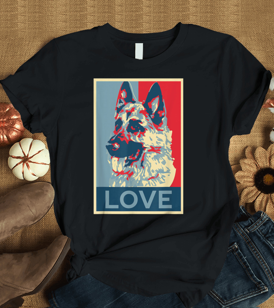 German Shepherd K9 Dog Lover Pop Art Style Love T-Shirt