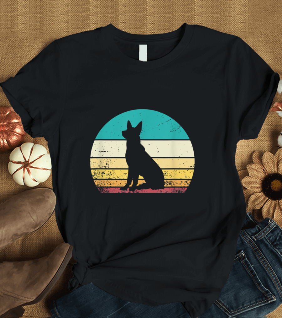 Vintage Sunset Silhouette German Shepherd Lovers T-Shirt