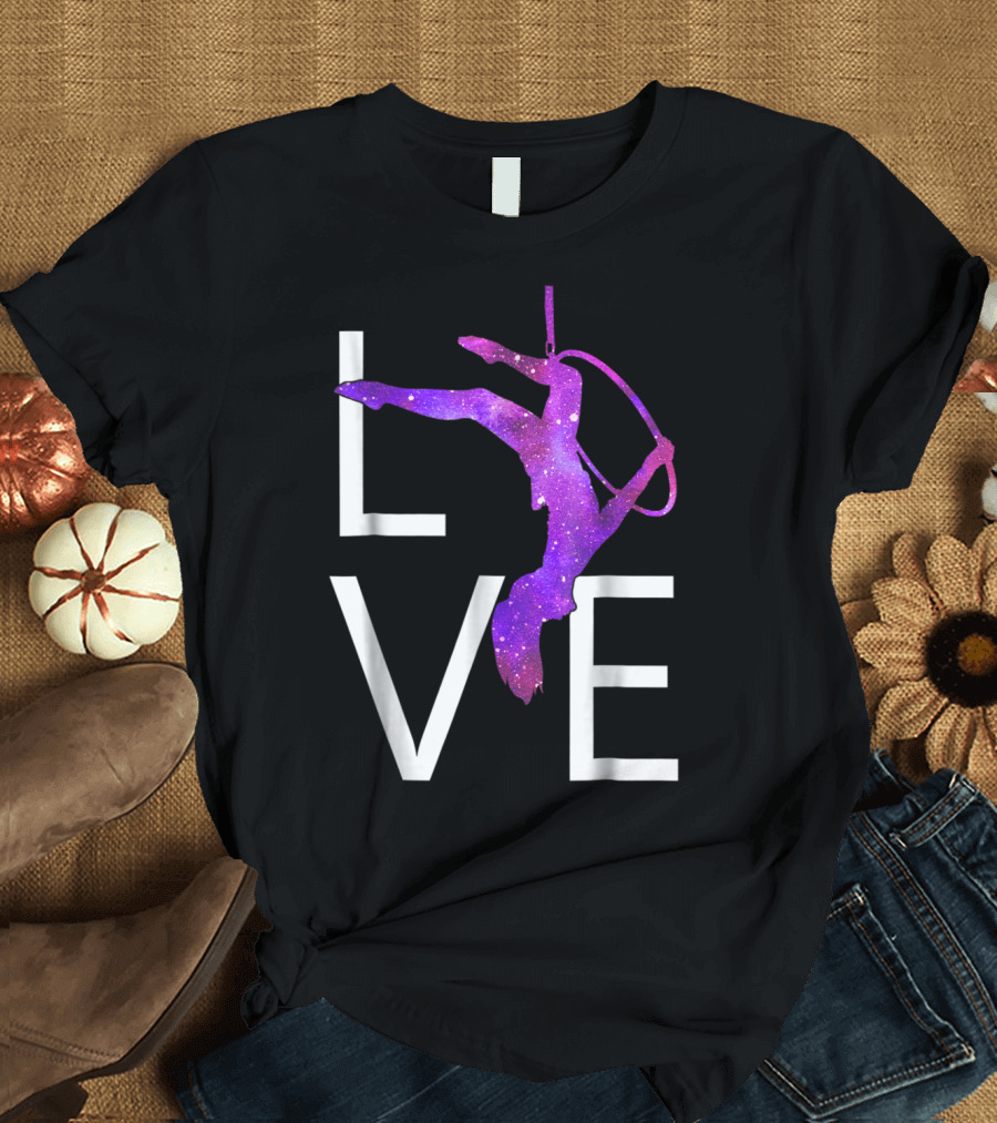 Love Aerial Hoop Yoga Aerialist Galaxy T-Shirt