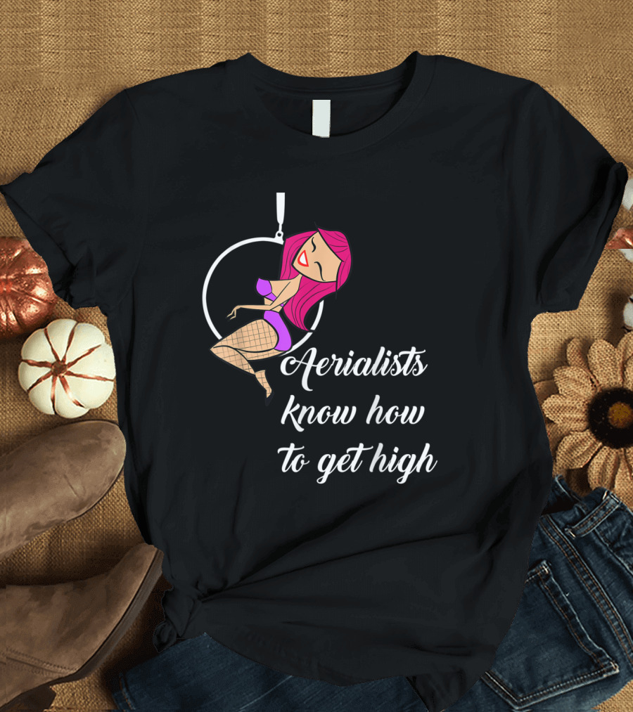 Aerialists Know How to Get High on Aerial Hoop with Stylish Pink Hair and Fishnet T-Shirt