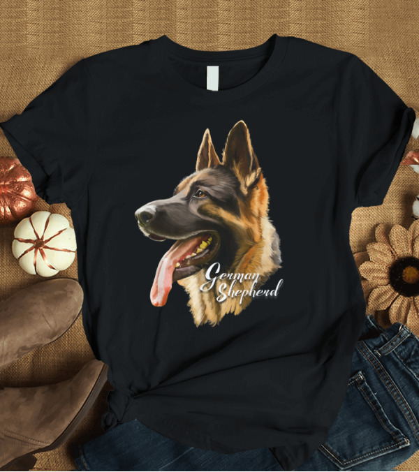 T-Shirt: German Shepherd Portrait Sharp Dog Breed T-Shirt German Shepherd Portrait Sharp Dog Breed T-Shirt